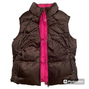 Y2k Nike reversible puffer in chocolate brown and hot pink